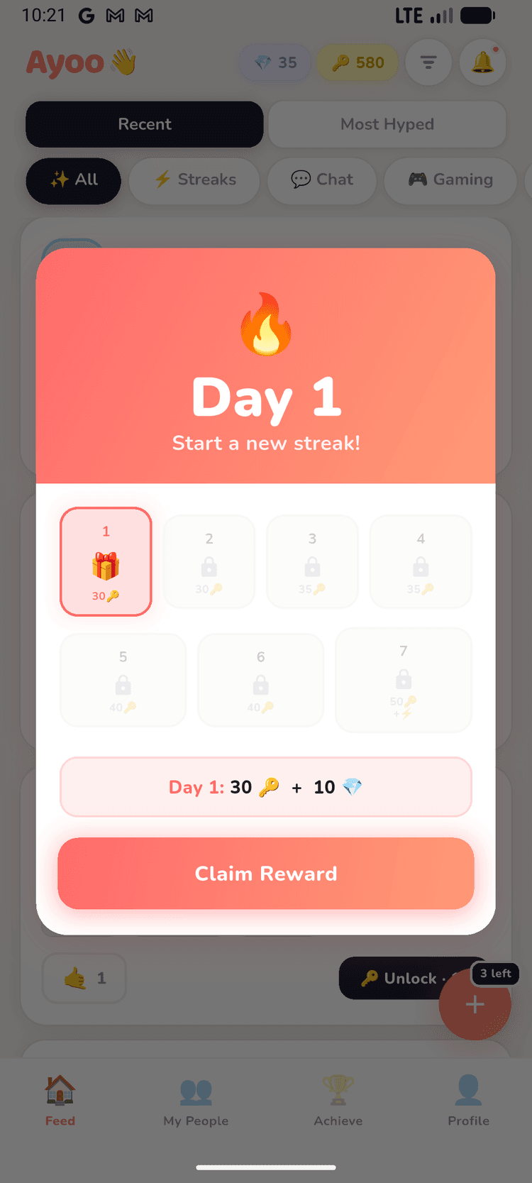 Ayoo Gem Shop with daily rewards and exchange options